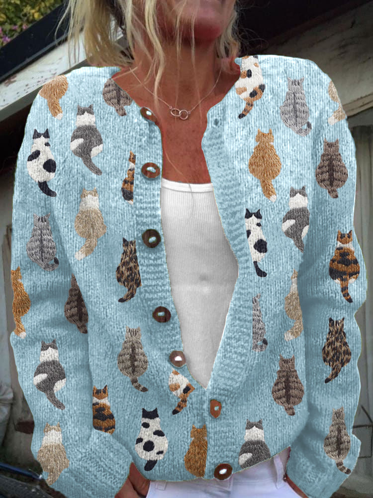 Whiskers™ | Cozy Cat Knitted Cardigan