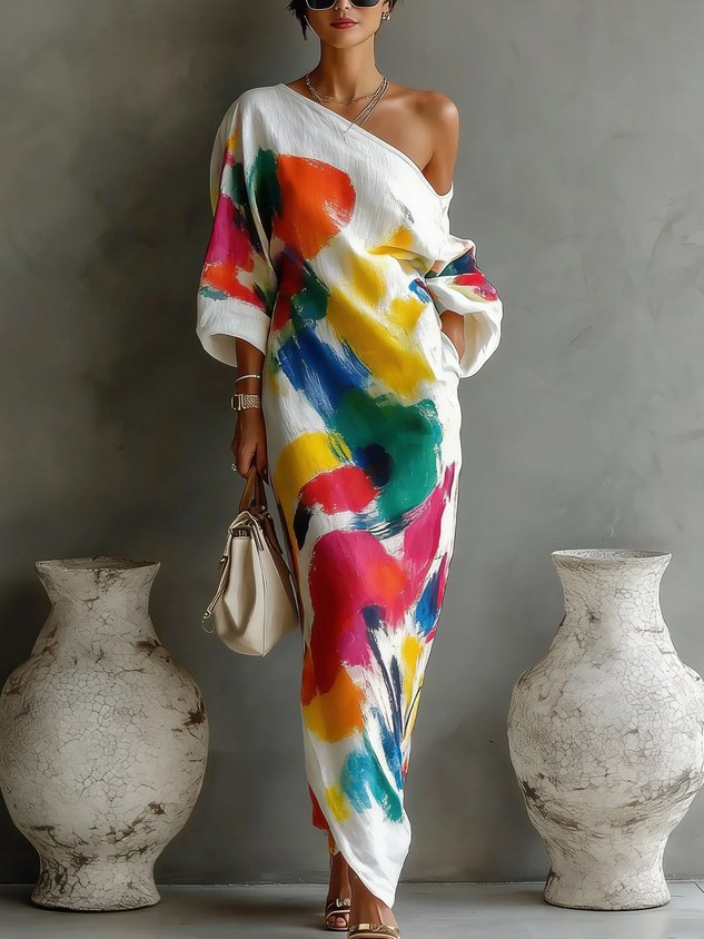 Valerie™ | Rainbow Brushstroke Maxi Dress