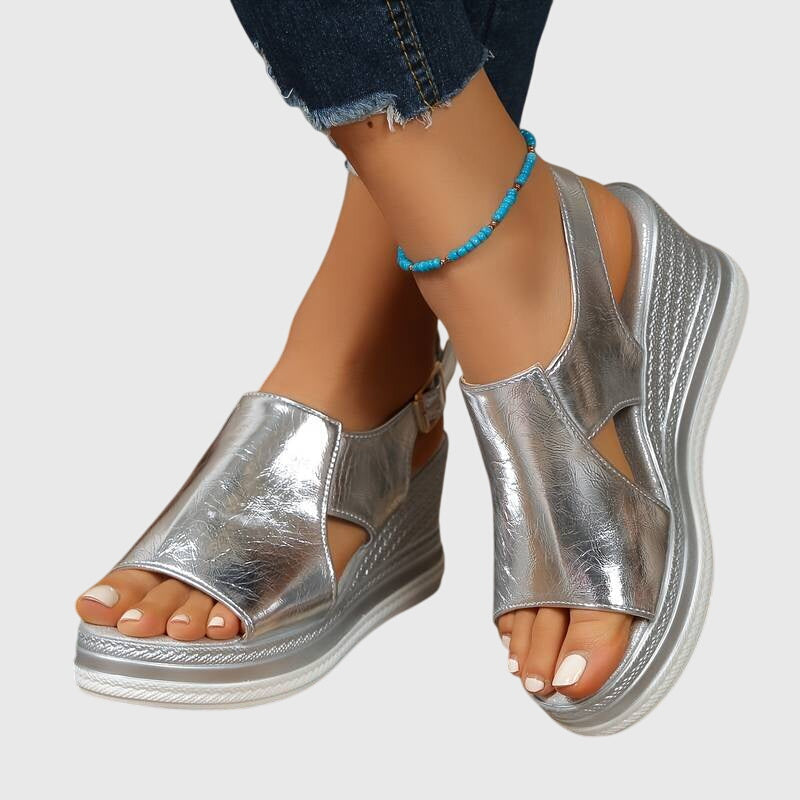 Teófila | Sandalias Destello de Oro Viejo