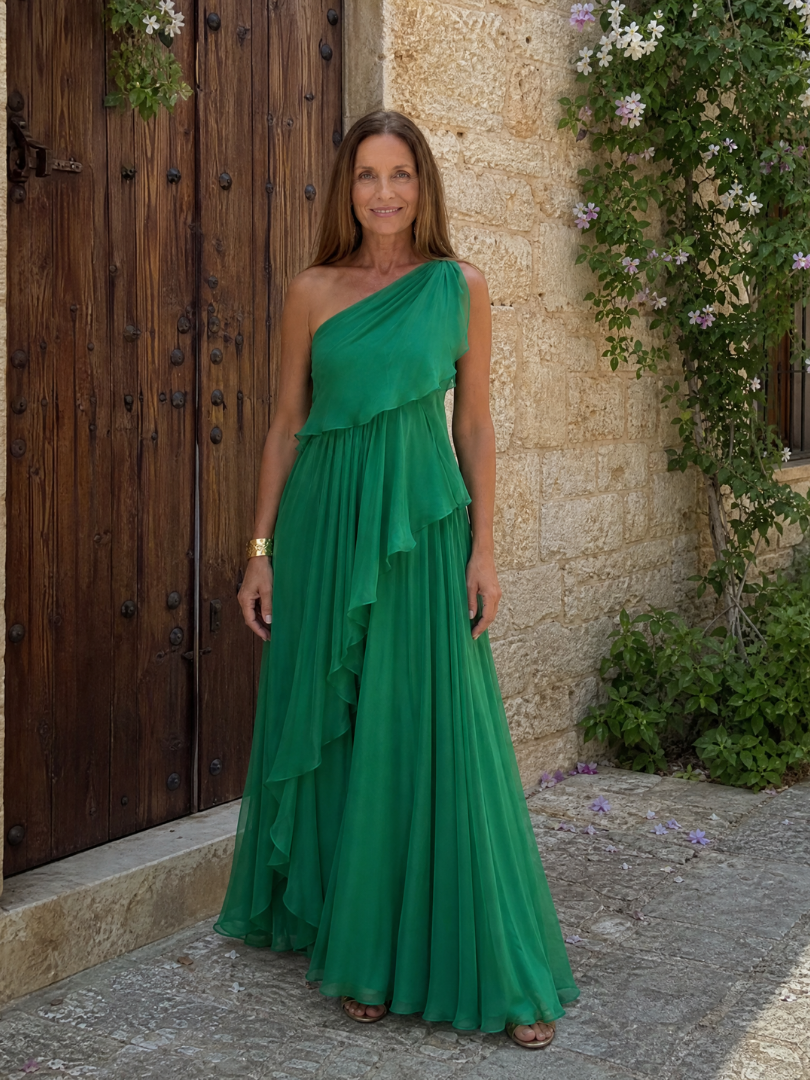 Serena™ | Emerald Ruffle Maxi Dress