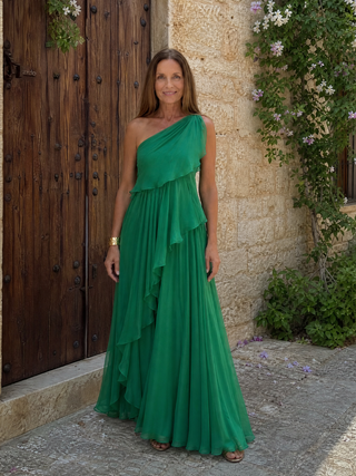 Serena™ | Emerald Ruffle Maxi Dress