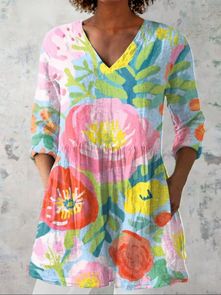 Camellia™ | Watercolour Bloom V-Neck Shirt