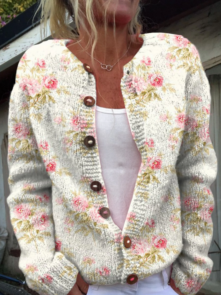 Kerensa™ | Vintage Rose Knitted Cardigan
