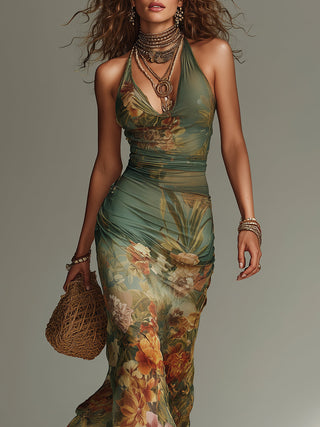 Amara™ | Enchanted Garden Halter Dress