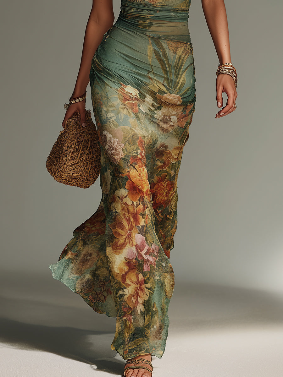 Amara™ | Enchanted Garden Halter Dress