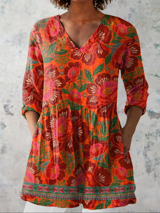 Rosalie™ | Vibrant Bloom V-Neck Shirt