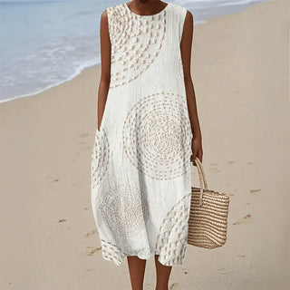 Isla | Textured Circle Sleeveless Midi Dress