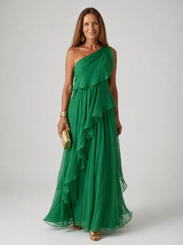 Serena™ | Emerald Ruffle Maxi Dress