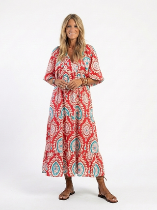 Isla™ | Coral Medallion Maxi Dress