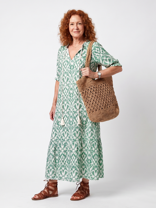 Maeve™ | Sage Ikat Maxi Dress