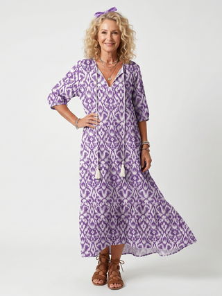 Celeste™ | Lavender Ikat Maxi Dress