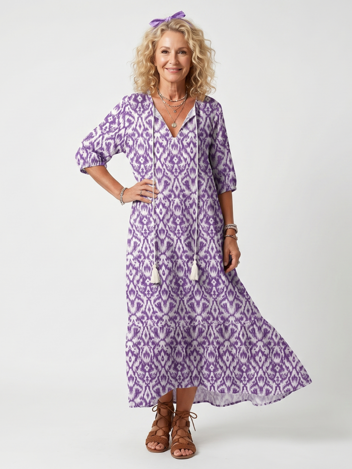 Celeste™ | Lavender Ikat Maxi Dress