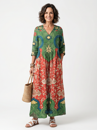Elara™ | Heritage Bloom Maxi Dress