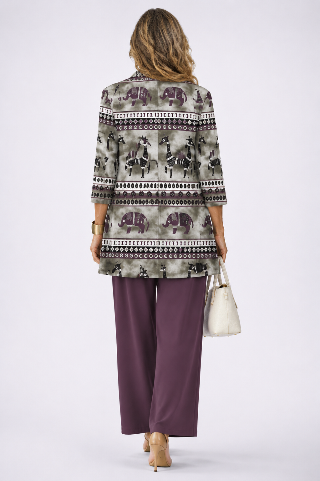 Savannah™ | Plum Elephant Print 3-Piece Trouser Set