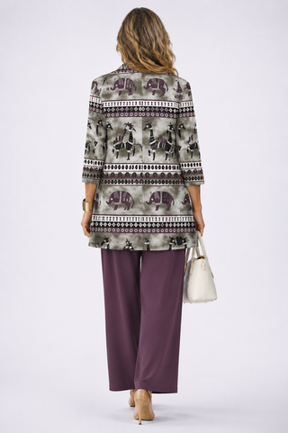 Savannah™ | Plum Elephant Print 3-Piece Trouser Set