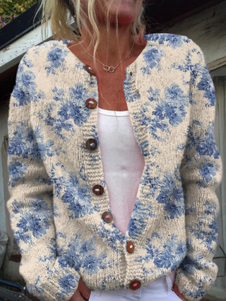 Celeste™ | Blue Blossom Knitted Cardigan