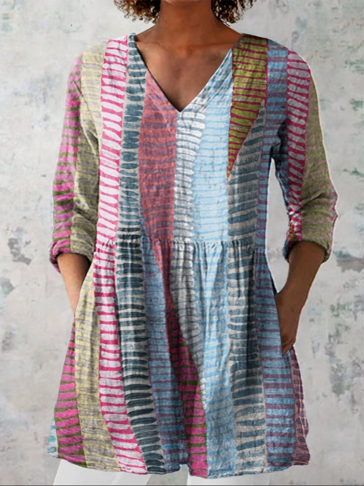 Harper™ | Colourblock Stripe V-Neck Shirt