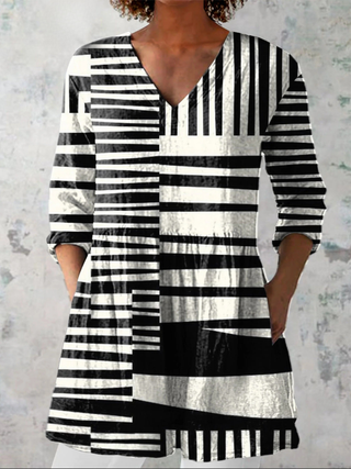 Monroe™ | Modern Stripe V-Neck Shirt