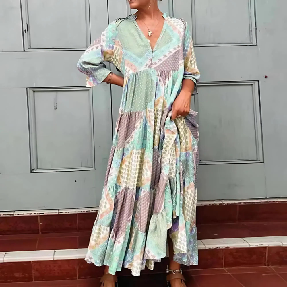 Natalia | Vestido Patchwork Fluido