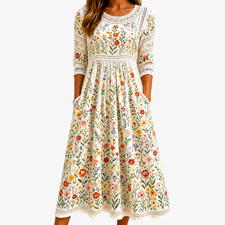 Elodie™ | Wildflower Whimsy Midi Dress