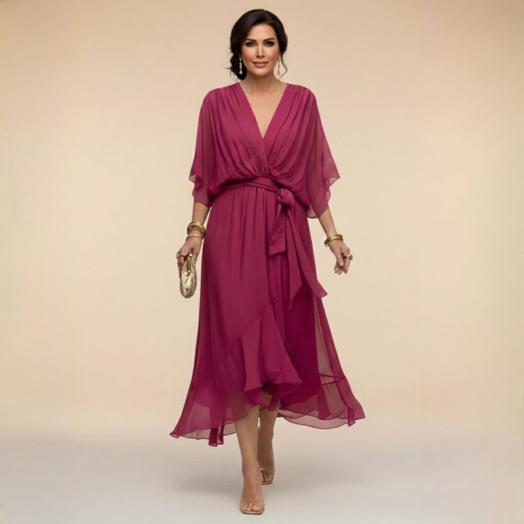 Olivia™ | Olive Draped Elegance Dress