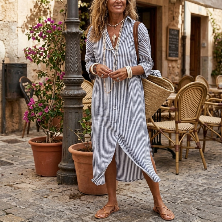Elowen™ | Coastal Stripe Maxi Dress