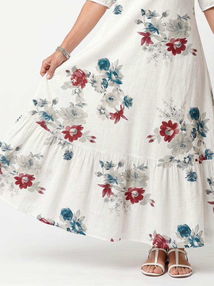 Maeva™ | Scattered Floral Tassel Tie Midi Dress