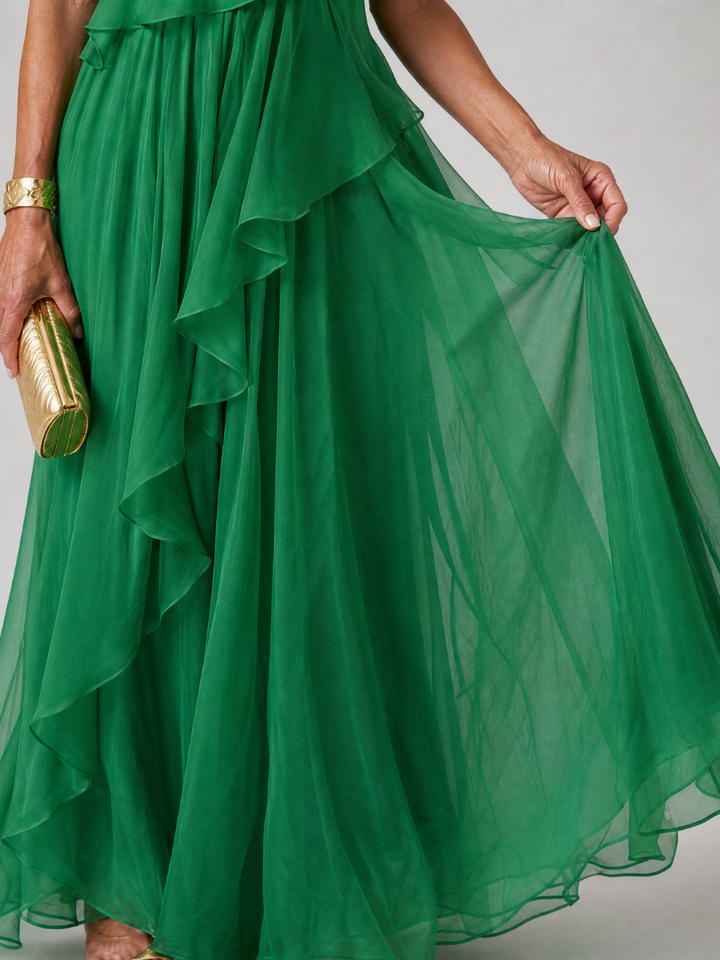 Serena™ | Emerald Ruffle Maxi Dress