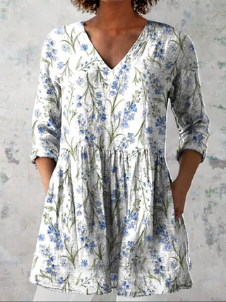 Lila™ | Blue Blossom V-Neck Shirt
