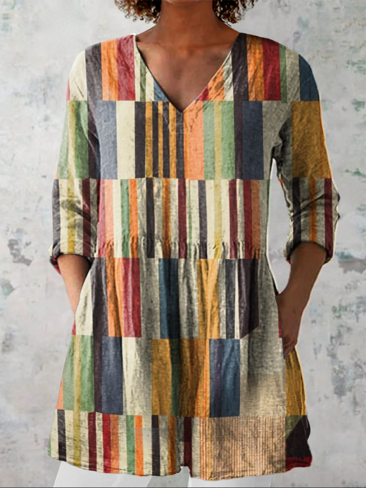 Sienna™ | Mosaic Stripe V-Neck Shirt