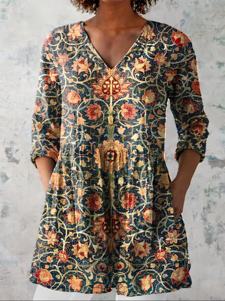 Celeste™ | Heritage Mosaic V-Neck Shirt