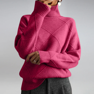 Fuchsia™ | Luxe Pink Textured Turtleneck Sweater