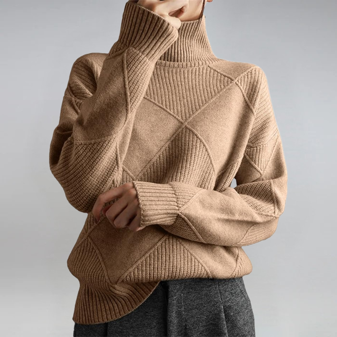Fuchsia™ | Luxe Pink Textured Turtleneck Sweater