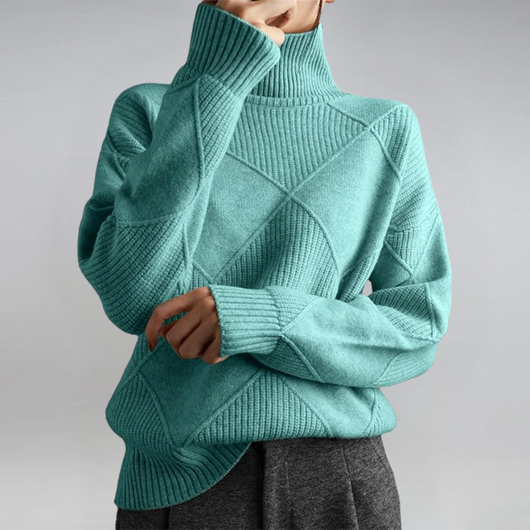 Fuchsia™ | Luxe Pink Textured Turtleneck Sweater