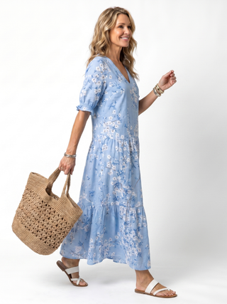 Claire™ | Blue Blossom Maxi Dress