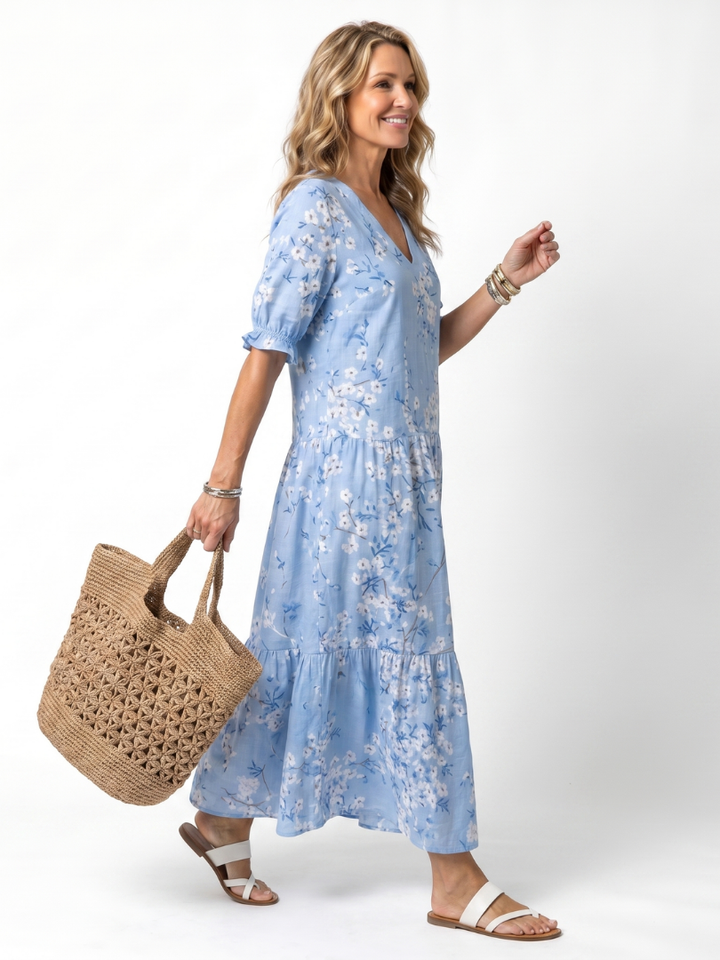 Claire™ | Blue Blossom Maxi Dress
