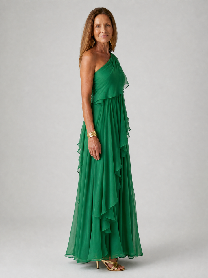Serena™ | Emerald Ruffle Maxi Dress