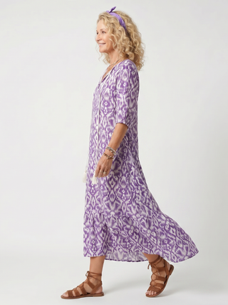 Celeste™ | Lavender Ikat Maxi Dress