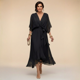 Olivia™ | Olive Draped Elegance Dress