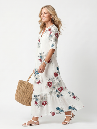 Maeva™ | Scattered Floral Tassel Tie Midi Dress