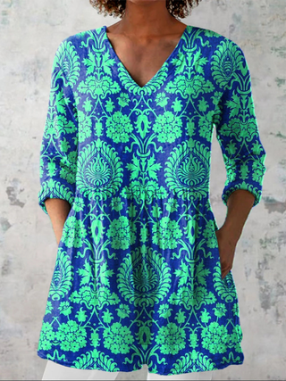 Celeste™ | Regal Damask V-Neck Shirt