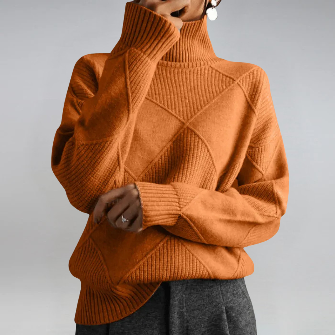 Fuchsia™ | Luxe Pink Textured Turtleneck Sweater