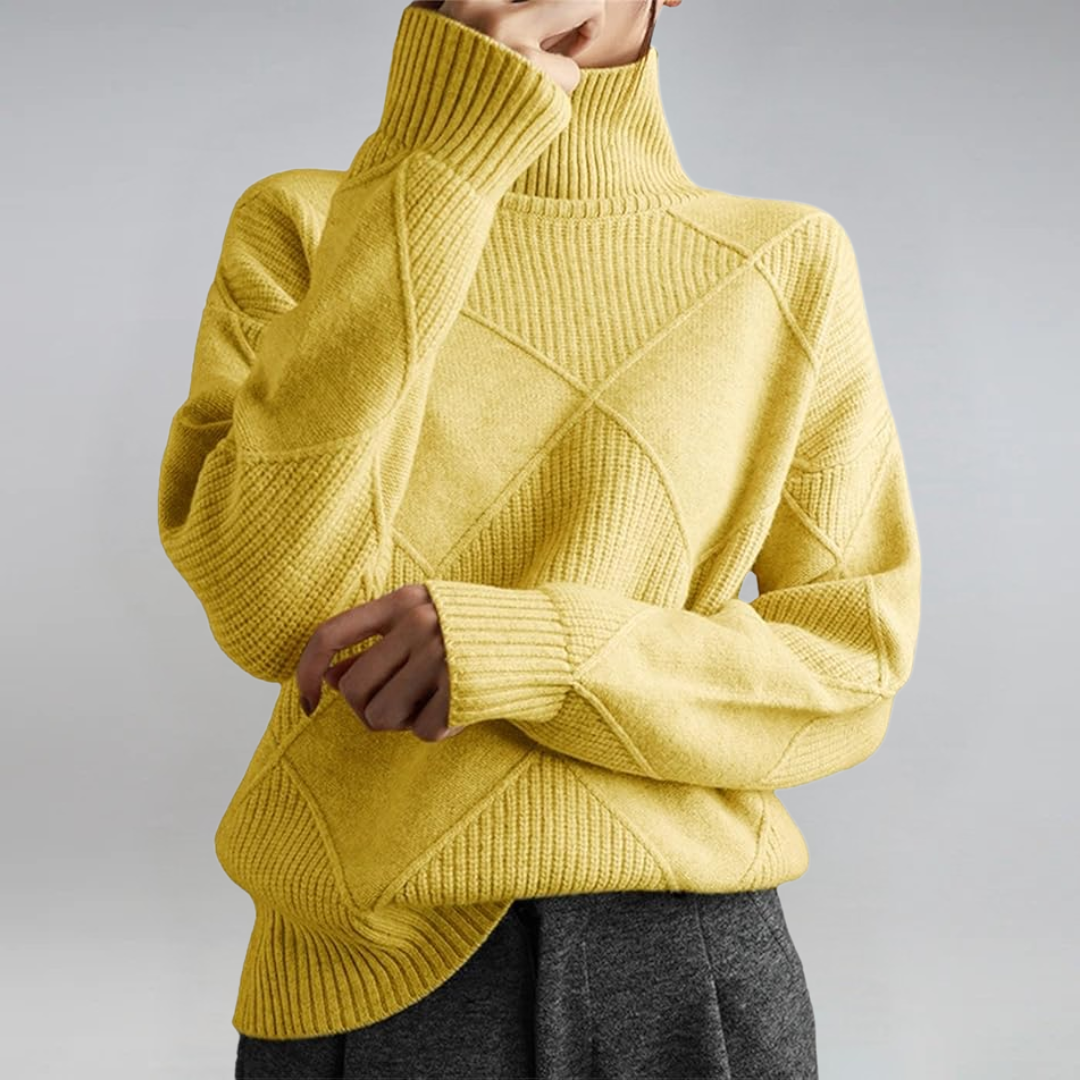 Fuchsia™ | Luxe Pink Textured Turtleneck Sweater