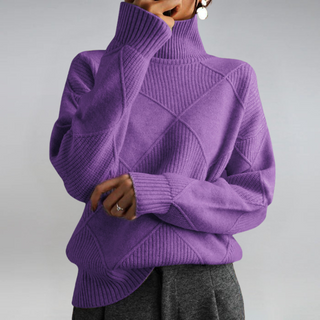 Fuchsia™ | Luxe Pink Textured Turtleneck Sweater