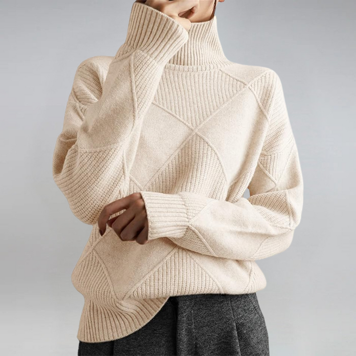 Fuchsia™ | Luxe Pink Textured Turtleneck Sweater