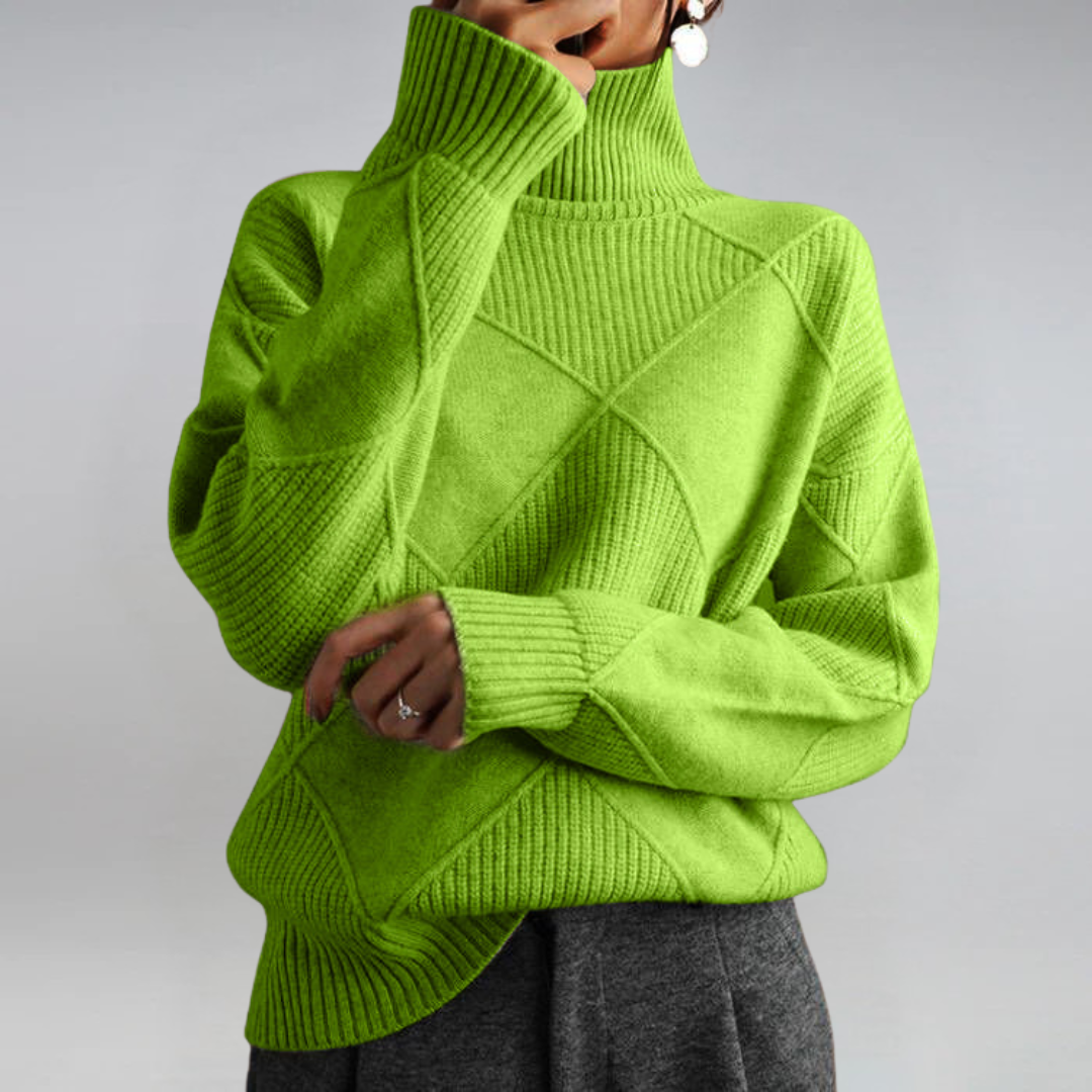 Fuchsia™ | Luxe Pink Textured Turtleneck Sweater