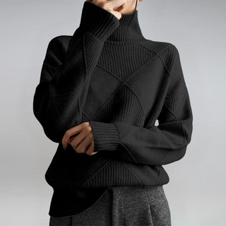 Fuchsia™ | Luxe Pink Textured Turtleneck Sweater