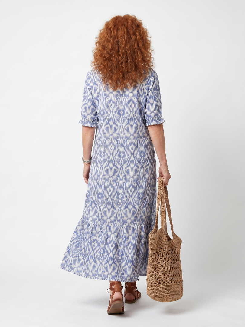 Isla™ | Blue Ikat Maxi Dress