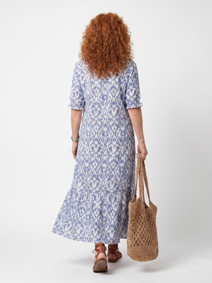 Isla™ | Blue Ikat Maxi Dress