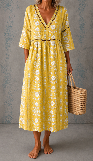 Marigold™ | Golden Bloom Maxi Dress